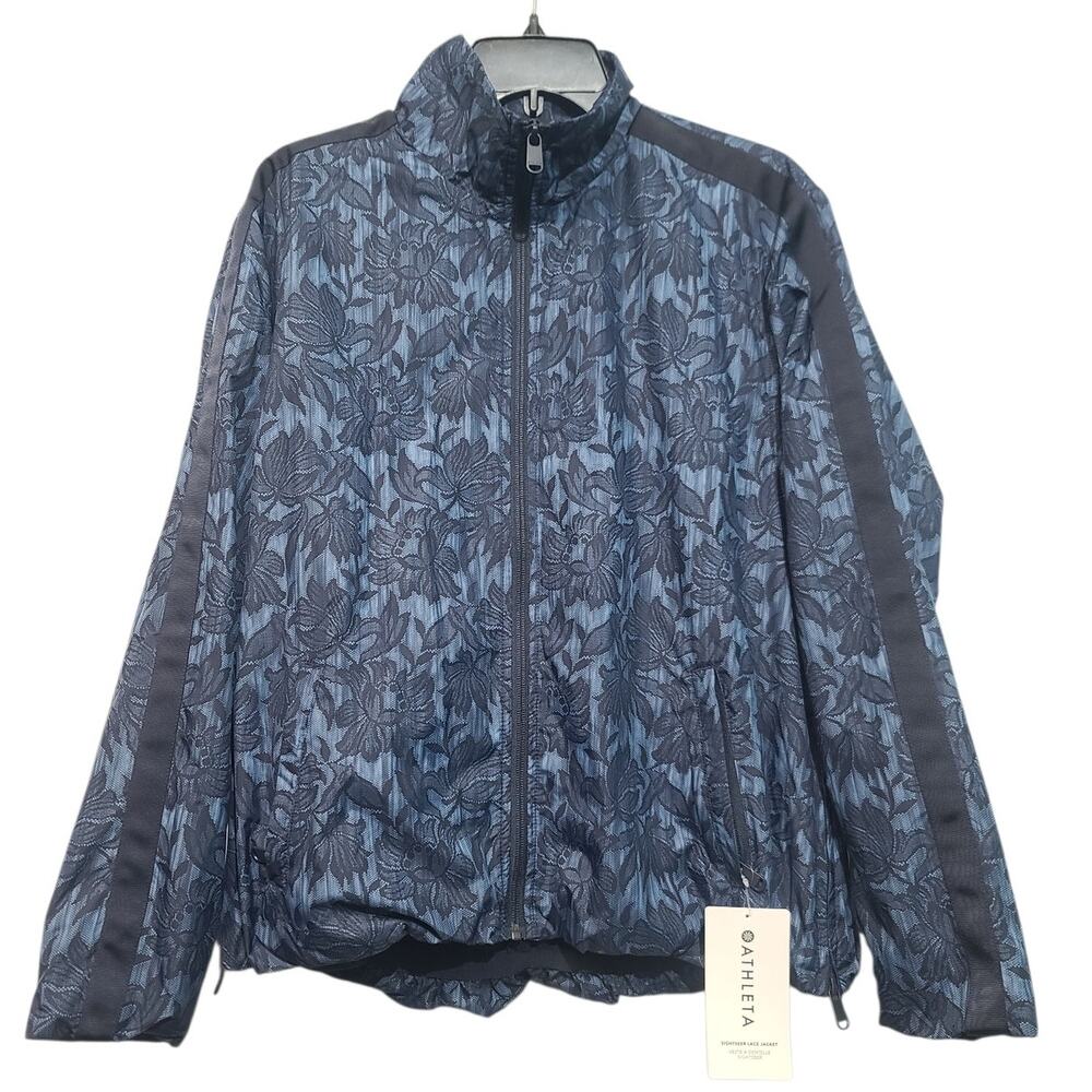 Athleta Sightseer Lace Detail Jacket Cottage Blue Small NWT Lightweight Ripstop